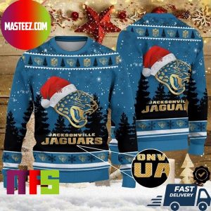 Jacksonville Jaguars Christmas Hat Jaguars Logo Pattern For Holiday Ugly Christmas Sweater