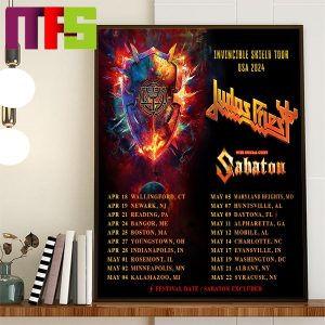 Judas Priest Invincible Shield Tour USA 2024 Tour List Home Decor Poster Canvas