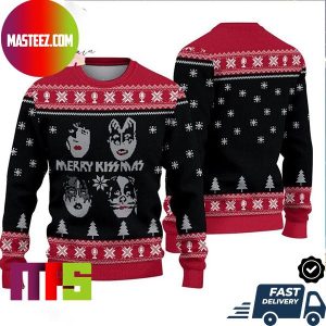 Kiss Merry Kissmas Snowflake Pattern Best For Holiday Ugly Christmas Sweater