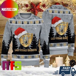 Las Vegas Raiders Christmas Hat Chiefs Logo Pattern For Holiday Ugly Christmas Sweater