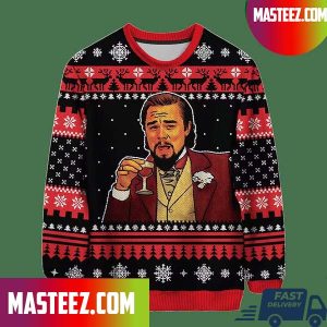 Laughing Leonardo DiCaprio Christmas Wool Ugly Knitted Christmas Sweater
