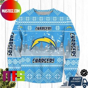 Los Angeles Chargers Big Logo Snowflake Pattern For Holiday Ugly Christmas Sweater