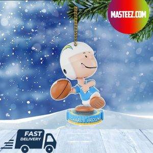 Los Angeles Chargers NFL Charlie Brown Peanuts Bighead Christmas Tree Decorations Xmas Ornament