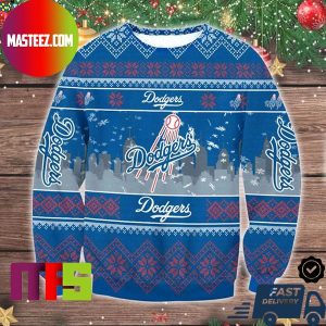 Los Angeles Dodgers MLB Big Logo Snowflake Pattern For Holiday Ugly Christmas Sweater