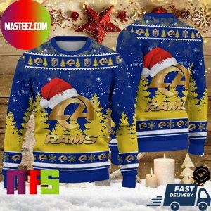 Los Angeles Rams Christmas Hat Rams Logo Pattern For Holiday Ugly Christmas Sweater