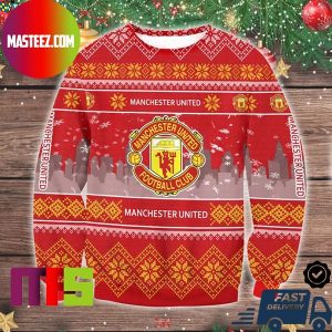 Manchester United FC Logo Snowflakes Pattern Unique For Holiday Ugly Christmas Sweater