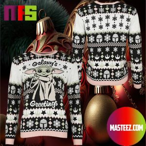 Master Yoda Galaxy’s Greetings Snowflake Pattern Holiday Ugly Christmas Sweater