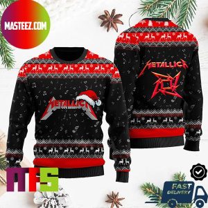Metallica Christmas Hat Logo Reindeer Pattern Unique Design For Holiday Ugly Christmas Sweater