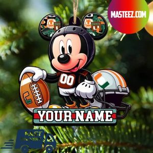Miami Hurricanes NCAA Mickey Mouse Christmas Tree Decorations Custom Name Xmas Ornament