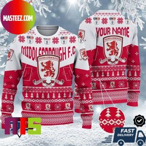 Cardiff City FC Big Logo Custom Name Name Ugly Christmas Sweater