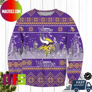 Minnesota Vikings Big Logo Snowflake Pattern For Holiday Ugly Christmas Sweater