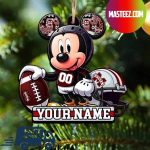 Mississippi State Bulldogs NCAA Mickey Mouse Christmas Tree Decorations Custom Name Xmas Ornament