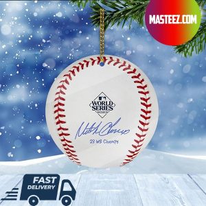 Mitch Garver Texas Rangers Signature 2023 World Series Champions Christmas Tree Decorations Xmas Ornament