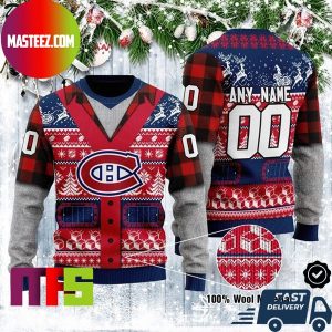 Montreal Canadiens NHL Personalized Reindeer Pattern For Holiday Ugly Christmas Sweater