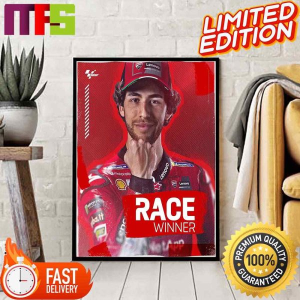MotoGP Enea Bestia Takes His First Victory With Ducati Corse After A Marvellous Masterclass At Sepang Malaysian GP 2023 Home Decor Poster