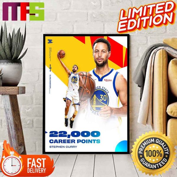 NBA Golden State Warriors Player Stephen Curry Has Reached 22,000 Career Points Home Decor Poster