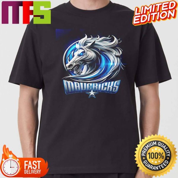 NBA Realistic 3D Logo Of Dallas Mavericks Classic T-shirt