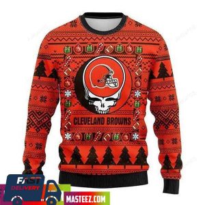 NFL Cleveland Browns x Grateful Dead Logo Christmas Gift For Fans Ugly Sweater