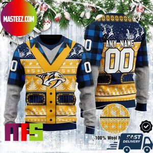 Nashville Predators NHL Personalized Reindeer Pattern For Holiday Ugly Christmas Sweater