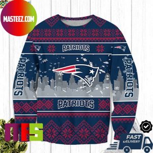 New England Patriots Big Logo Snowflake Pattern For Holiday Ugly Christmas Sweater