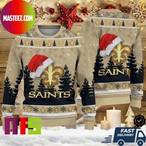 New Orleans Saints Christmas Hat Saints Logo For Holiday Ugly Christmas Sweater