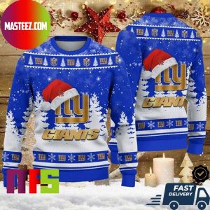 New York Giants Christmas Hat Giants Logo For Holiday Ugly Christmas Sweater