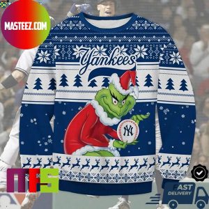 New York Yankees MLB Grinch Snowflake Pattern For Holiday Ugly Christmas Sweater