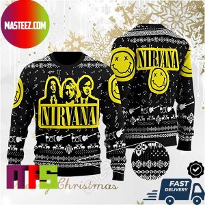 Nirvana Members And Logo Reindeer Pattern Best For Holiday Ugly Christmas Sweater