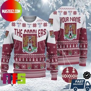 Northampton Town FC EFL Logo Snowflakes Pattern Custom Name Ugly Christmas Sweater Northampton Town FC EFL Logo Snowflakes Pattern Custom Name Ugly Christmas Sweater