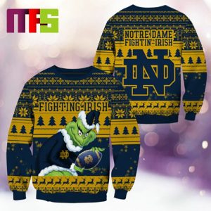 Notre Dame Fightin Irish NCAA Grinch Funny Best For Holiday Christmas Ugly Sweater