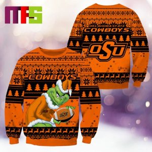 Oklahoma State Cowboys NCAA Grinch Funny Best For Holiday Christmas Ugly Sweater