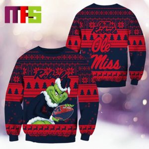 Ole Miss Rebels NCAA Grinch Funny Best For Holiday Christmas Ugly Sweater