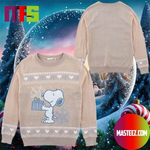 Peanuts Snoopy Give You A Present Heart Snowflake Pattern Ugly Christmas Sweater
