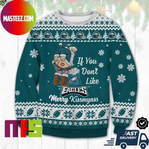 Philadelphia Eagles Santa Merry Kiss My Ass Best For Holiday Ugly Christmas Sweater