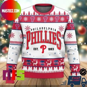 Philadelphia Phillies Est 1962 MLB Unique For Holiday Ugly Christmas Sweater