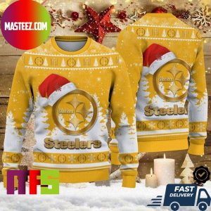 Pittsburgh Steelers Christmas Hat Steelers Logo Pattern For Holiday Ugly Christmas Sweater