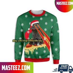 Pizza Cat With Laser Eyes Ugly Sweater
