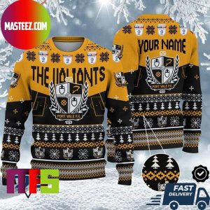 Port Vale FC EFL Logo Snowflakes Pattern Custom Name Ugly Christmas Sweater Port Vale FC EFL Logo Snowflakes Pattern Custom Name Ugly Christmas Sweater