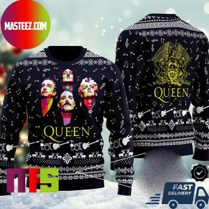 Queen Members Drum Guitar And Reindeer Pattern Ugly Christmas Sweater
