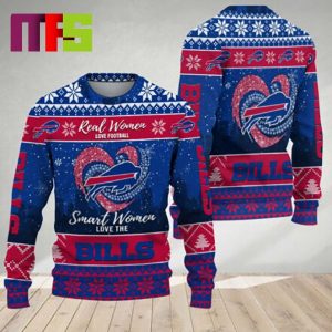 Real Women Love Football Smart Women Love The Buffalo Bills NFL For Holiday Christmas Ugly Sweater