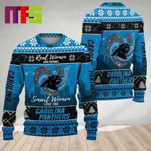 Real Women Love Football Smart Women Love The Carolina Panthers NFL For Holiday Christmas Ugly Sweater