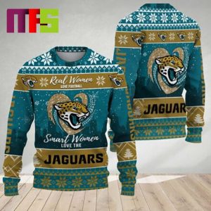 Real Women Love Football Smart Women Love The Jacksonville Jaguars NFL For Holiday Christmas Ugly Sweater
