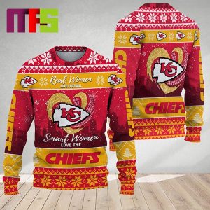 Real Women Love Football Smart Women Love The Kansas City Chiefs NFL For Holiday Christmas Ugly Sweater