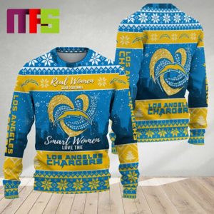 Real Women Love Football Smart Women Love The Los Angeles Chargers NFL For Holiday Christmas Ugly Sweater