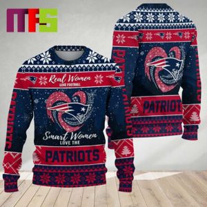 Real Women Love Football Smart Women Love The New England Patriots NFL For Holiday Christmas Ugly Sweater