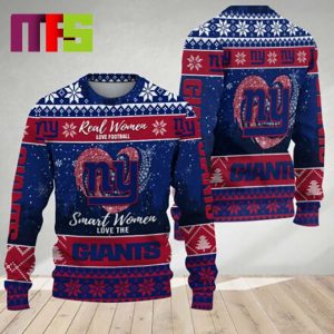 Real Women Love Football Smart Women Love The New York Giants NFL For Holiday Christmas Ugly Sweater