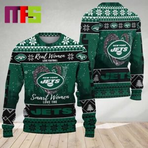 Real Women Love Football Smart Women Love The New York Jets NFL For Holiday Christmas Ugly Sweater