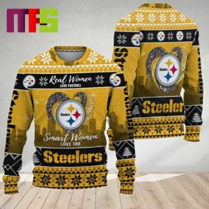Real Women Love Football Smart Women Love The Pittsburgh Steelers NFL For Holiday Christmas Ugly Sweater