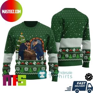 Ronaldo And Messi Playing Chess Snowflake Pattern Ugly Christmas Sweater