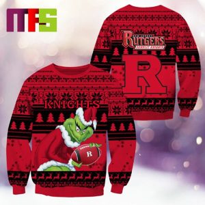 Rutgers Scarlet Knights NCAA Grinch Funny Best For Holiday Christmas Ugly Sweater